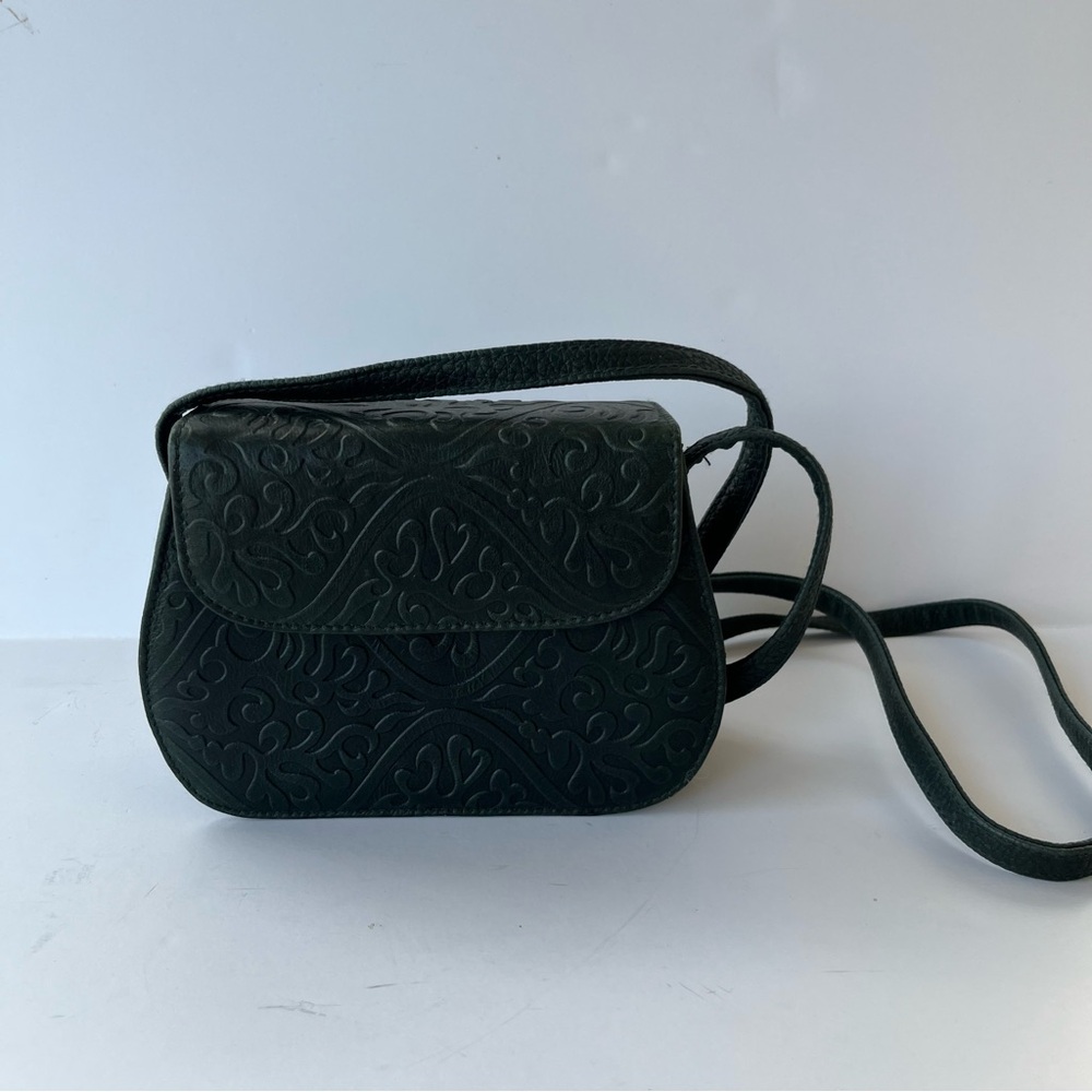 Elegant Green Embossed Shoulder Bag